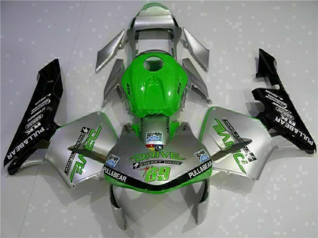 2003-2004 Honda CBR600RR Motorcycle Fairing - Silver Green Glossy Black Australia