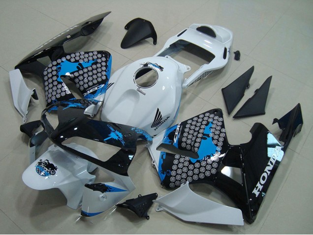 2003-2004 Honda CBR600RR Motorcycle Fairing - White Blue Glossy Black Australia