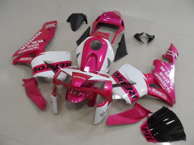 2003-2004 Honda CBR600RR Motorcycle Fairings - White Pink Black Repsol Australia