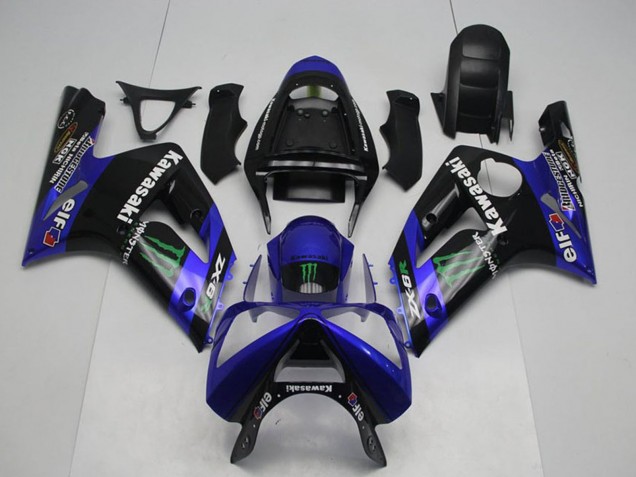 2003-2004 Kawasaki ZX6R Motorcycle Fairings - Glossy Black Blue Green Monster Australia