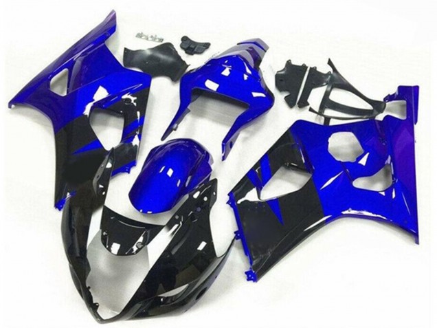 2003-2004 Suzuki GSXR 1000 Motorcycle Fairings - Blue Glossy Black Stripe Australia