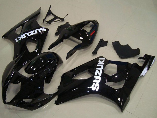 2003-2004 Suzuki GSXR 1000 Motorcycle Fairings - Glossy Black White Decal Australia