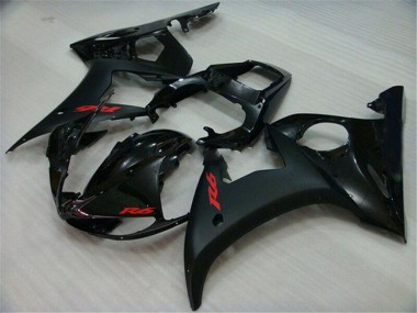 Affordable 2003-2004 Yamaha YZF R6 Motorcycle Fairings - Glossy Black Matte Black Red Decals Australia
