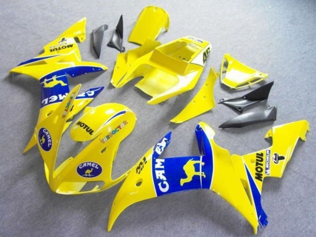 2003-2004 Yamaha YZF R6 Motorcycle Fairings - Yellow Blue Camel Motul Australia