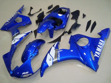 Affordable 2003-2004 Yamaha YZF R6 Motorcycle Fairings - Blue White OEM Style Australia