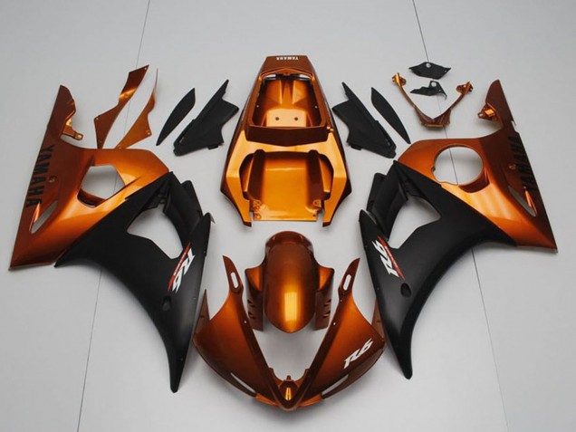 2003-2004 Yamaha YZF R6 Motorcycle Fairings - Orange Matte Black Australia