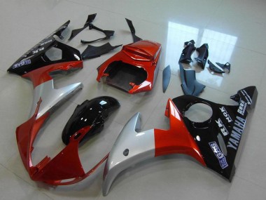 Affordable 2003-2004 Yamaha YZF R6 Motorcycle Fairings - Red Silver Glossy Black Australia