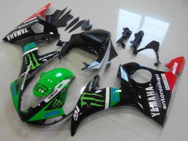Affordable 2003-2004 Yamaha YZF R6 Motorcycle Fairings - Glossy Black Red Green Monster Motul Australia