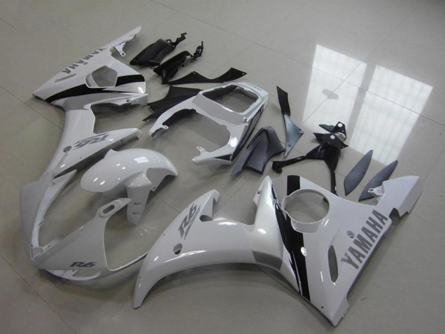 2003-2004 Yamaha YZF R6 Motorcycle Fairing Kits - White Glossy Black Australia