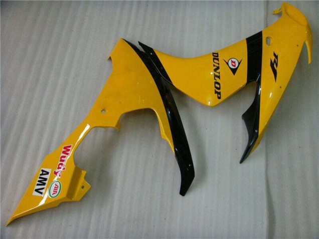 2004-2006 Yamaha YZF R1 Motorcycle Fairings - Yellow Glossy Black Dunlop 50 Australia