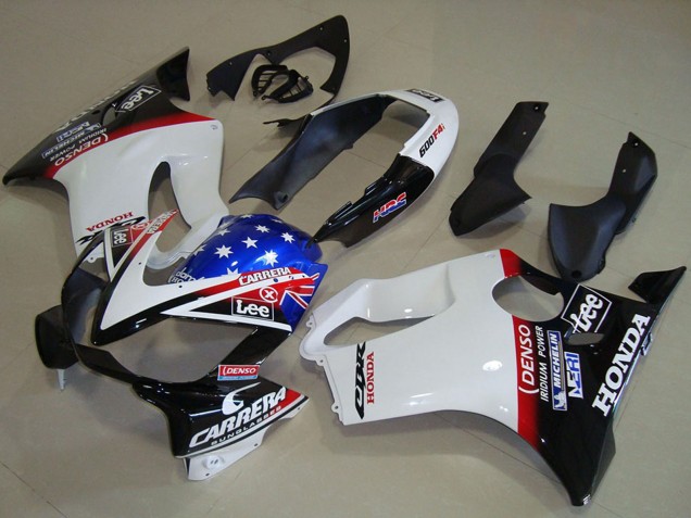 2004-2007 Honda CBR600 F4i Motorcycle Fairings - White Red Blue Glossy Black Star Lee Carrera Australia