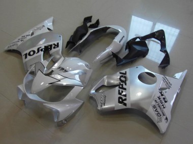 Affordable 2004-2007 Honda CBR600 F4i Motorcycle Fairings - White Silver Black Repsol Australia