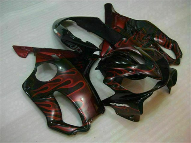 2004-2007 Honda CBR600 F4i Motorcycle Fairings - Glossy Black Red Flame Australia