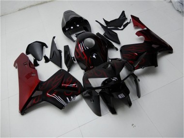 Affordable 2005-2006 Honda CBR600RR Motorcycle Fairing Kits - Glossy Black Red Flame Australia