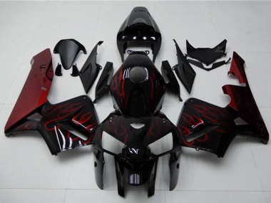 Affordable 2005-2006 Honda CBR600RR Motorcycle Fairing Kits - Glossy Black Red Flame Australia