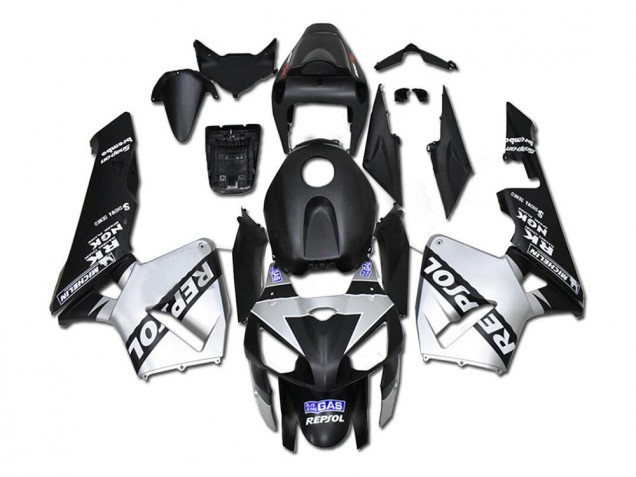 2005-2006 Honda CBR600RR Motorcycle Fairings - Black Silver Repsol Australia