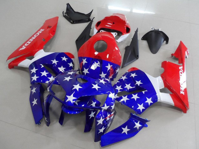 2005-2006 Honda CBR600RR Motorcycle Fairings - Red Blue White American Flag Australia