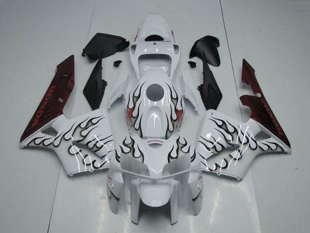 2005-2006 Honda CBR600RR Motorcycle Fairing - White Black Flame Australia