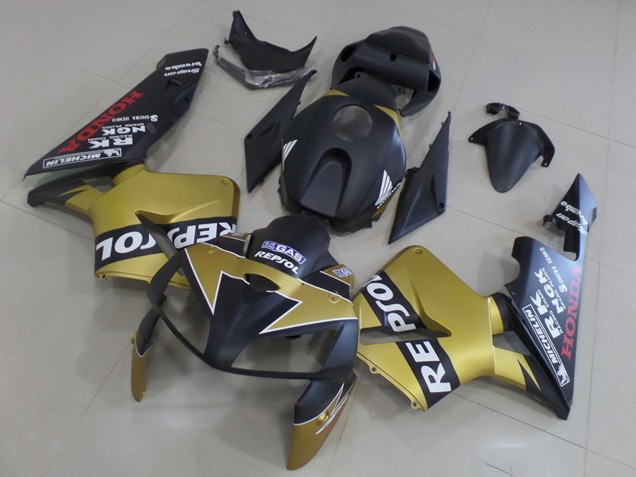 2005-2006 Honda CBR600RR Motorcycle Fairings - Matte Black Gold Repsol Australia