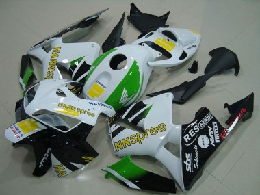 Affordable 2005-2006 Honda CBR600RR Motorcycle Fairings - White Green Yellow Glossy Black Hannspree Australia