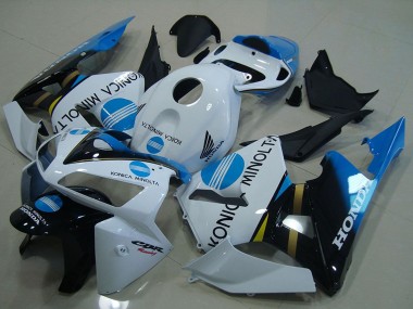 Affordable 2005-2006 Honda CBR600RR Motorcycle Fairings - White Blue Glossy Black Konica Minolta Australia