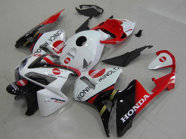 2005-2006 Honda CBR600RR Motorcycle Fairings - White Red Glossy Black Konica Minolta Australia