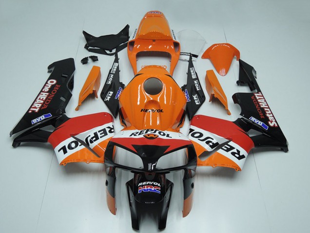 2005-2006 Honda CBR600RR Motorcycle Fairing - Black Orange White Red Repsol Australia
