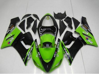 Affordable 2005-2006 Kawasaki ZX6R Motorcycle Fairings - Green Glossy Black Elf Australia