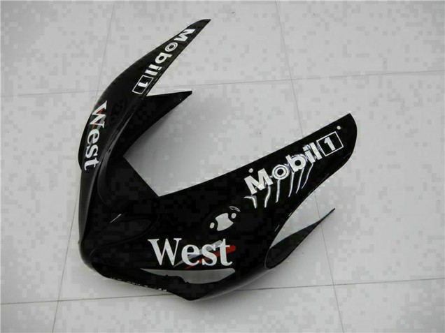 2005-2006 Kawasaki ZX6R Motorcycle Fairings - Glossy Black White West Australia