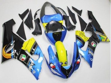 Affordable 2005-2006 Kawasaki ZX6R Motorcycle Fairings - Blue Yellow Black Shark Australia