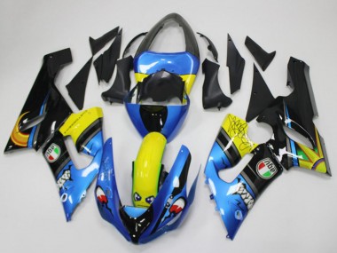 Affordable 2005-2006 Kawasaki ZX6R Motorcycle Fairings - Blue Yellow Black Shark Australia