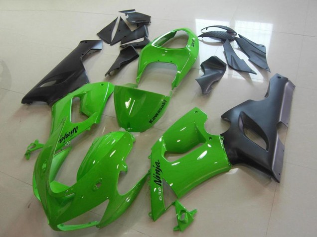 2005-2006 Kawasaki ZX6R Motorcycle Fairings - Green Matte Black Australia