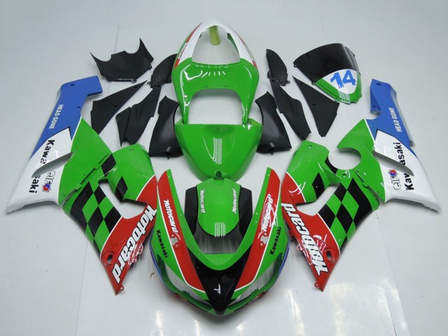 2005-2006 Kawasaki ZX6R Motorcycle Fairings - White Green Red Blue Black Motocard Australia