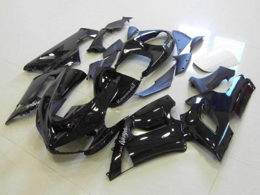 Affordable 2005-2006 Kawasaki ZX6R Motorcycle Fairings - Glossy Black Silver Decals Australia