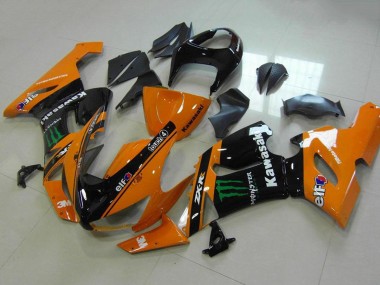 Affordable 2005-2006 Kawasaki ZX6R Motorcycle Fairings - Orange Black Green Monster Australia
