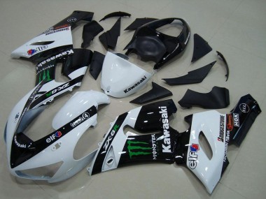 Affordable 2005-2006 Kawasaki ZX6R Motorcycle Fairings - White Glossy Black Green Monster Australia
