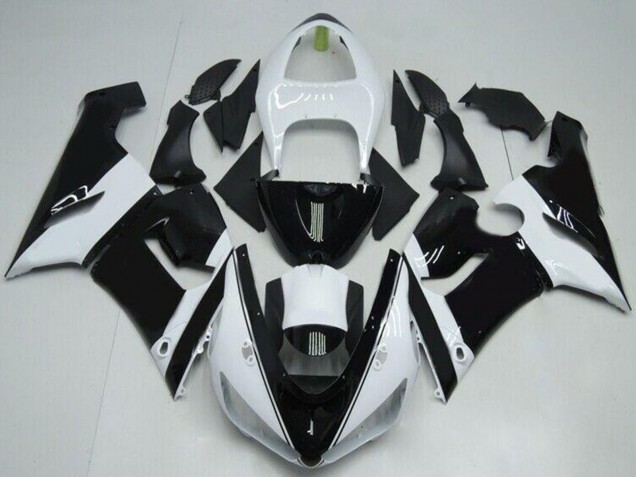 2005-2006 Kawasaki ZX6R Motorcycle Fairings - White Glossy Black Australia