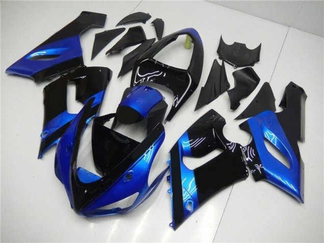 2005-2006 Kawasaki ZX6R Motorcycle Fairing Kits - Blue Glossy Black Australia