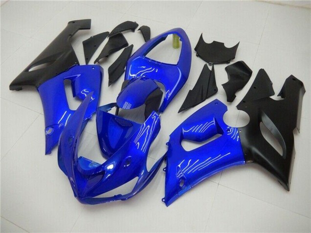 2005-2006 Kawasaki ZX6R Motorcycle Fairings - Blue Matte Black Australia