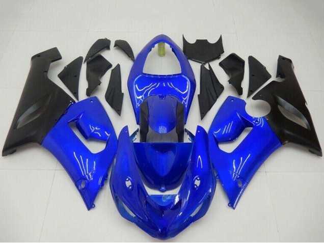 2005-2006 Kawasaki ZX6R Motorcycle Fairings - Blue Matte Black Australia
