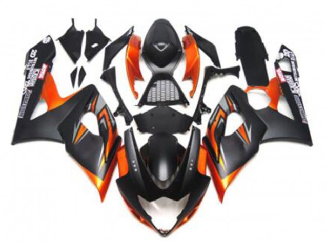 2005-2006 Suzuki GSXR 1000 Motorcycle Fairings - Glossy Black Matte Black Black Orange Australia