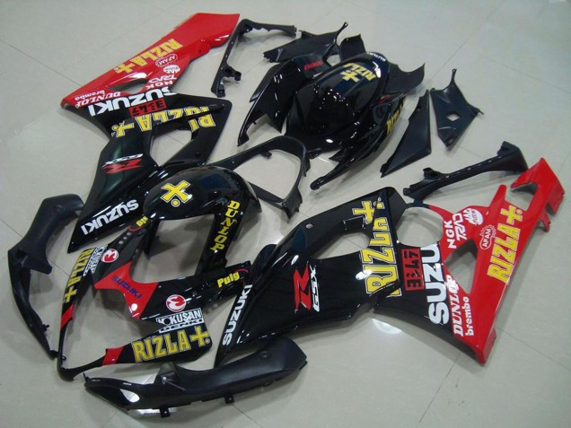 2005-2006 Suzuki GSXR 1000 Motorcycle Fairings - Glossy Black Red Gold Rizla Australia