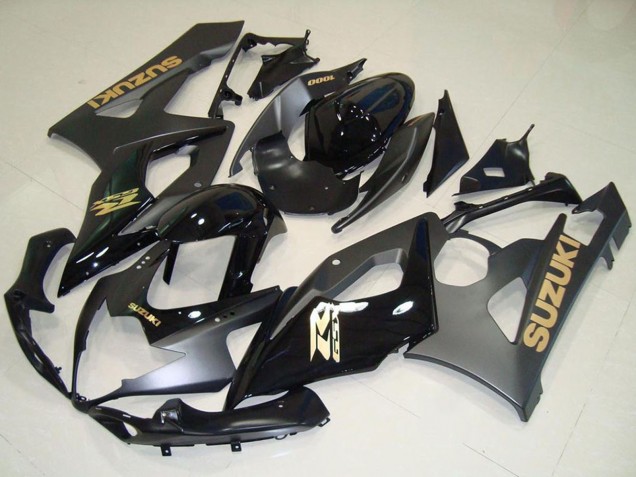 2005-2006 Suzuki GSXR 1000 Motorcycle Fairings - Glossy Black Matte Black Gold Decal Australia