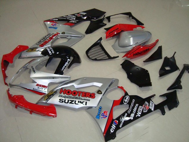2005-2006 Suzuki GSXR 1000 Motorcycle Fairings - Silver Red Black Hooters Australia