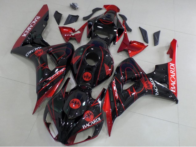 2006-2007 Honda CBR1000RR Motorcycle Fairings - Red Glossy Black Bacardi Australia