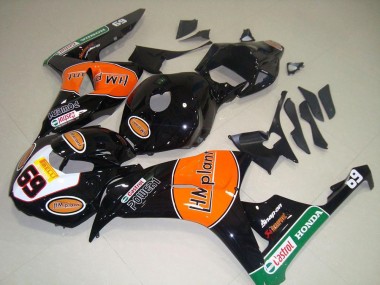 Affordable 2006-2007 Honda CBR1000RR Motorcycle Fairings - Glossy Black Orange Green Hm Plant Racing 69 Australia