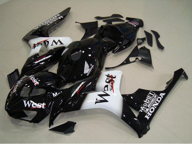 2006-2007 Honda CBR1000RR Motorcycle Fairings - Glossy Black White West Australia