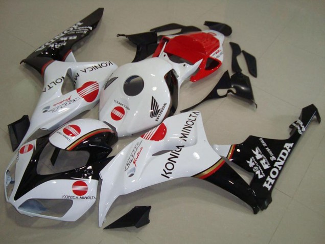 2006-2007 Honda CBR1000RR Motorcycle Fairing - White Red Glossy Black Konica Minolta Australia
