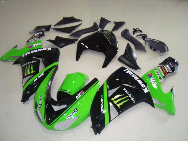 2006-2007 Kawasaki ZX10R Motorcycle Fairings - Green Silver Glossy Black Monster Australia