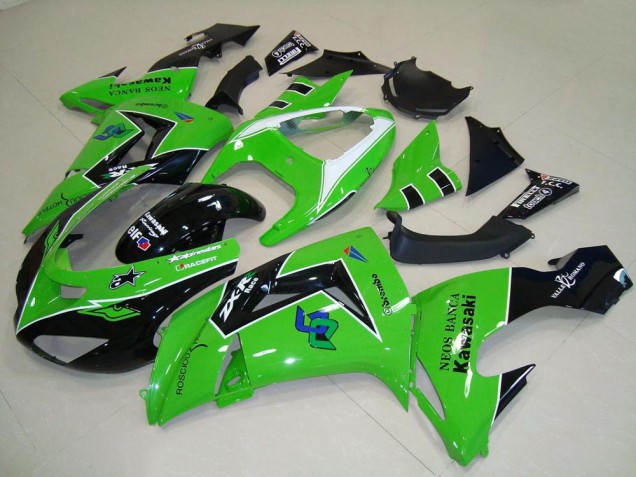 2006-2007 Kawasaki ZX10R Motorcycle Fairings - Green White Glossy Black Australia